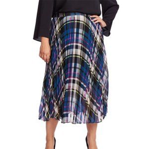 Vince Camuto Blue Plaid Pleated Midi Skirt Sz. 2x